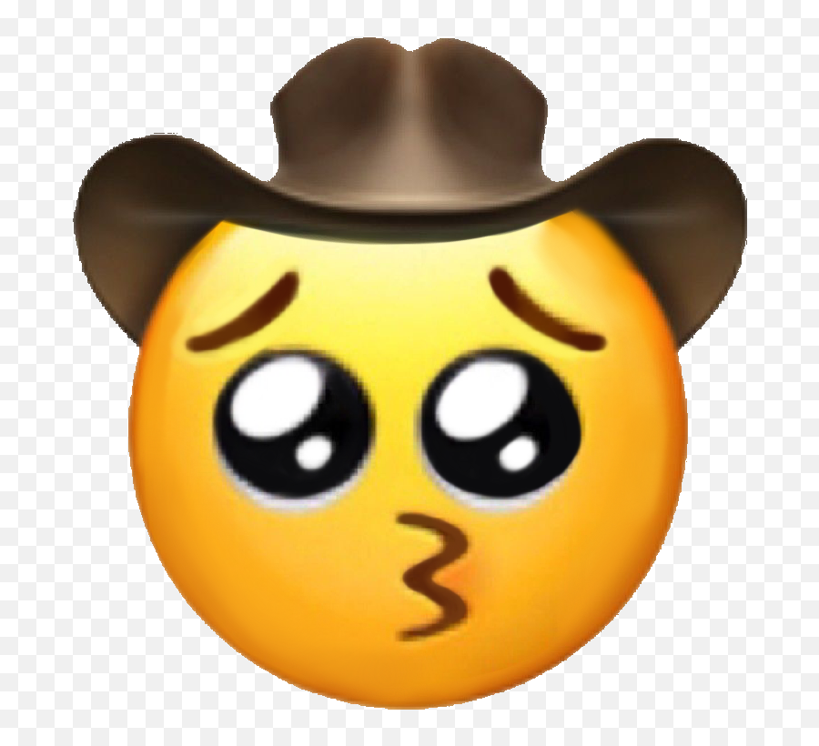 Pleading Pouty Cowboy Emoji Face - Crying Cowboy Emoji,Pleading Emoji