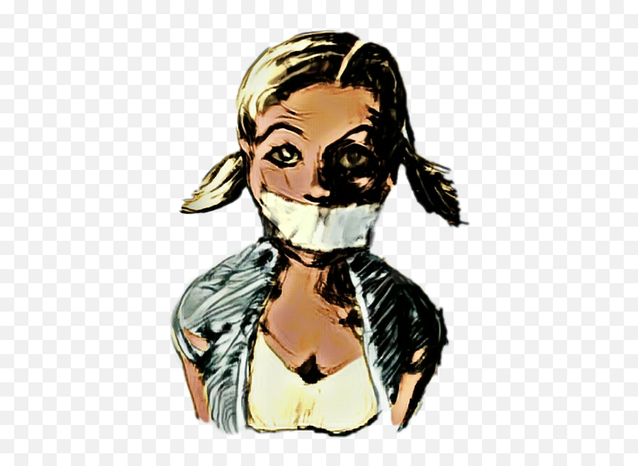 Shutup Punk Cute Pigtails Sticker - For Women Emoji,Taped Mouth Emoji