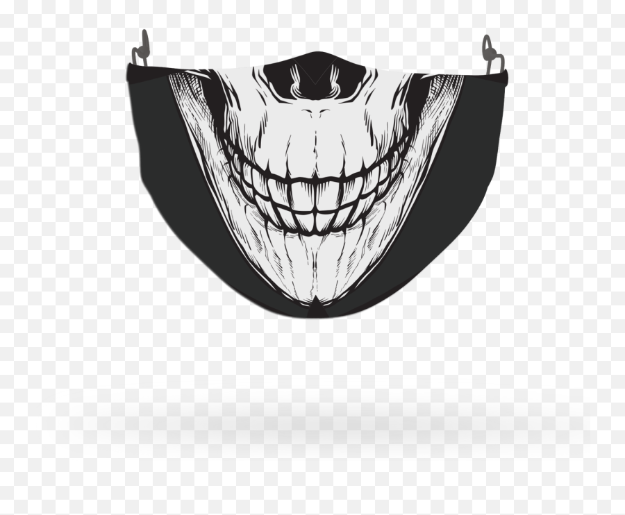 Skull Mouth Theme Face Covering Print 5 - Wide Grin Emoji,Skull Sleep Emoji