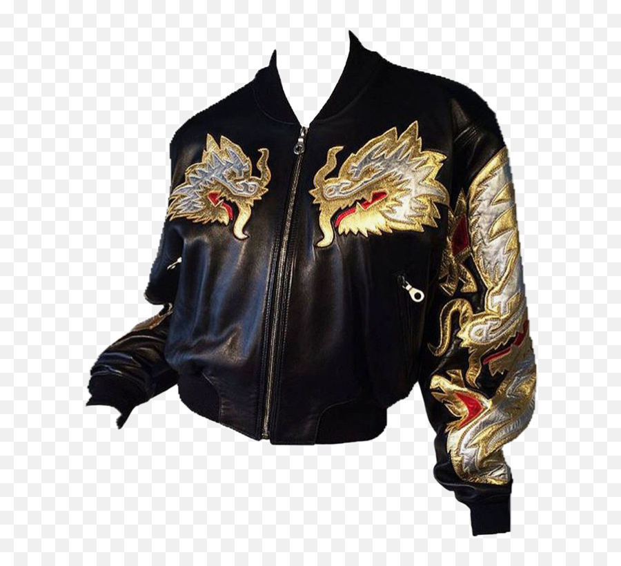 Leather Embroidery Oriental Japanese Sticker By Polly - Leather Jacket With Dragon Emoji,Leather Emoji Stickers