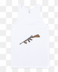 Machine Gun Fine Jersey Tank Top Unisex - Sleeveless Shirt Emoji,Dog With Gun Emoticon