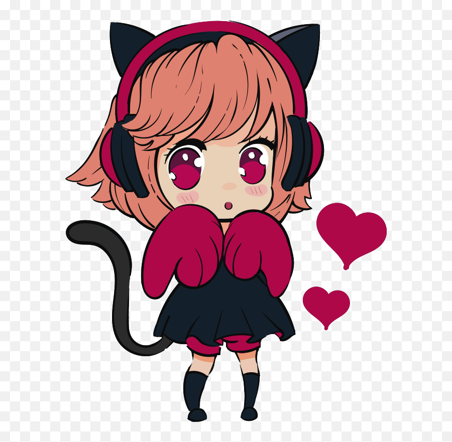 Anime Girl In Cat Hat Cartoon Wall Decal - Anime Girl Cartoon Emoji,Anime Girls Emotion Chart