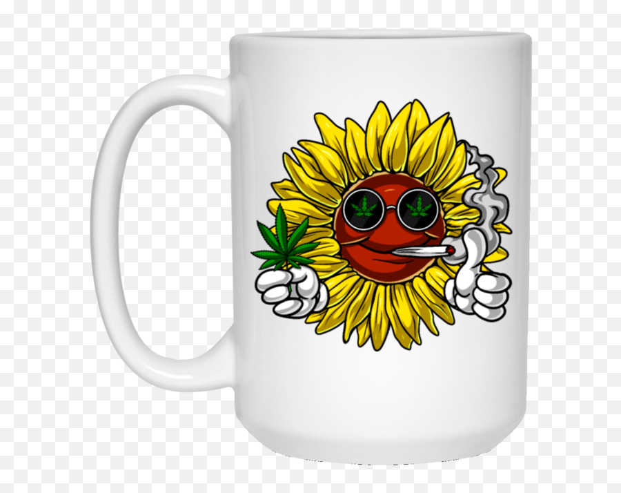 Hippie Sunflower Weed Stoner White Mug - Sunflower Weed Emoji,Whats The Emoticon For Weed