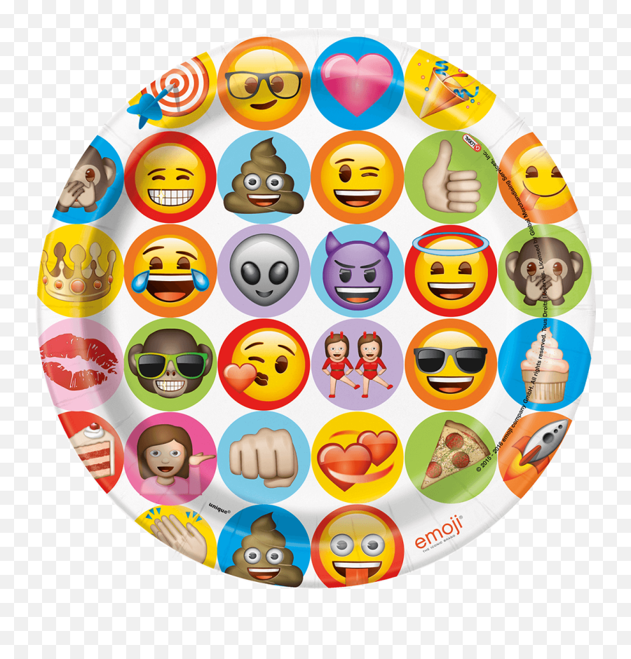 Emoji Paper Plates - Emoji Bursdag,Large Emoji