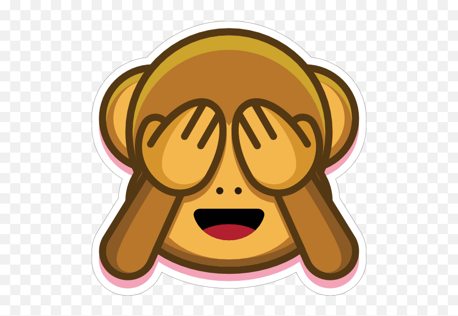Monkey See No Evil Emoji Sticker - Cartoon Cute Monkey Face,Monkey See No Evil Emoji
