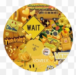 Yellow Background Aesthetic Sticker By Clarerymon - Iphone Yellow Aesthetic Backgrounds Emoji,Surprised Emojis No Back Ground
