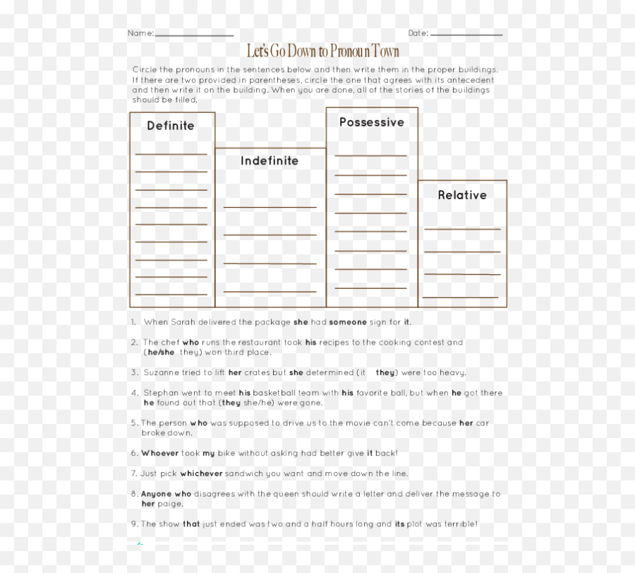 Let S Go Down To Pronoun Town Worksheets 99worksheets - Document Emoji,Synonyms For Emotions Worksheet