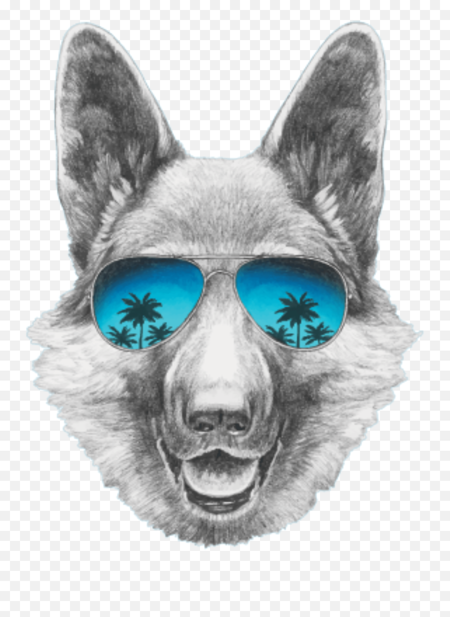 German Shepherd Vs - German Shepherd With Sunglasses Drawing Emoji,German Few Emotion Hip