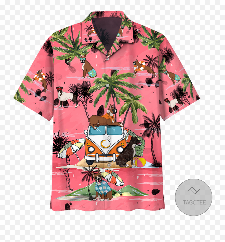 Vw Hippie Bus Boxer Summer Beach Hawaiian Shirt - Tagotee Emoji,Boxer Emotions