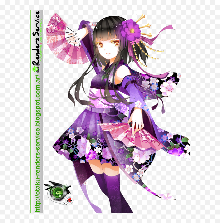 Pretty Anime Girl In A Kimono - Anime Girl In A Short Kimono Emoji,Kimono Emoji