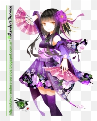 Pretty Anime Girl In A Kimono - Anime Girl In A Short Kimono Emoji,Kimono Emoji