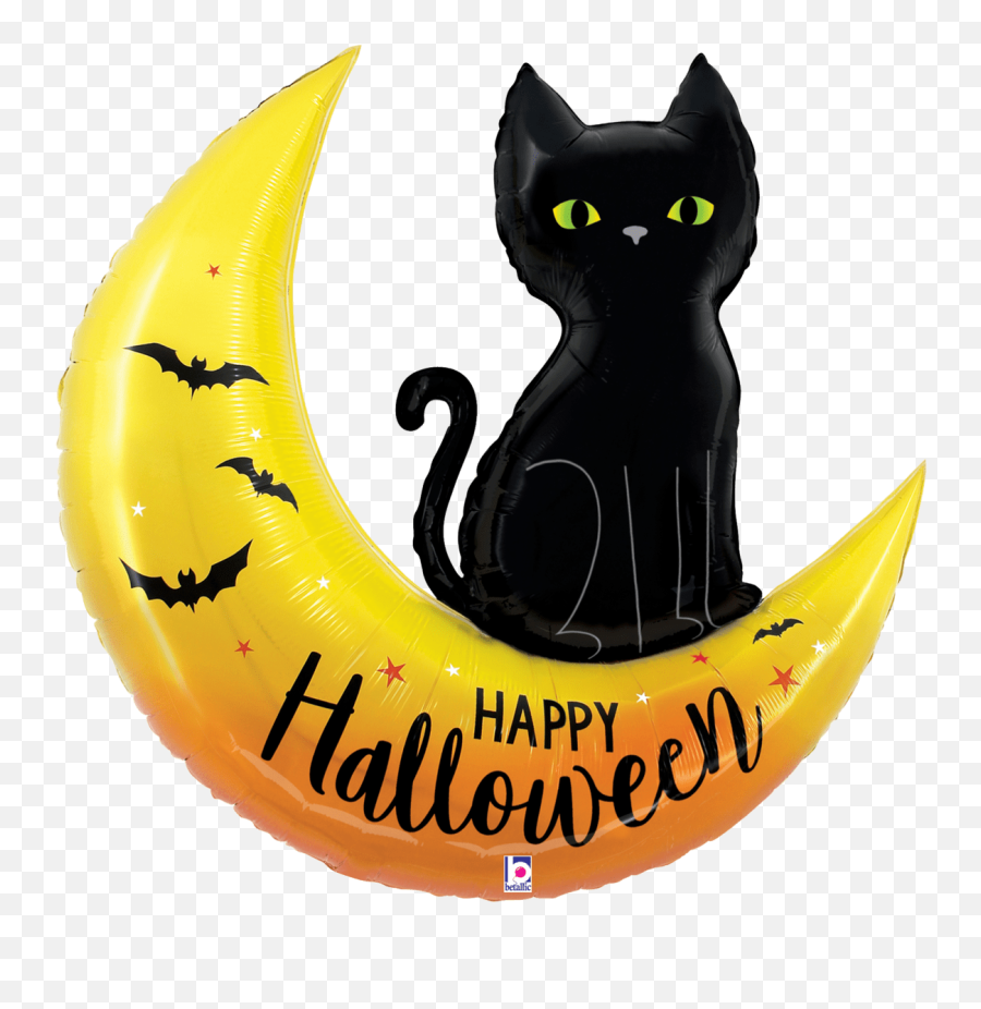 Happy Halloween Moon And Cat 41u2033 Balloon Emoji,Megamind Emoji