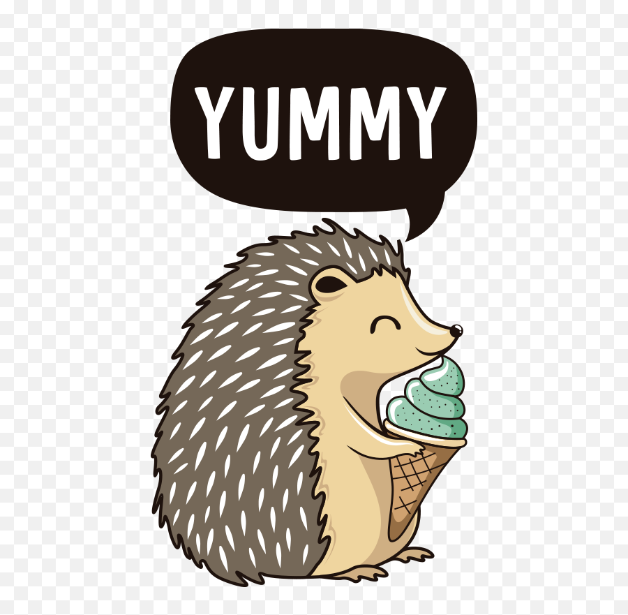 Yummy Porcupine Wall Decal - Domesticated Hedgehog Emoji,Ice Cream Sun Emoji Pop