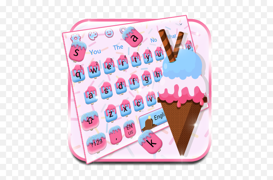 Sweet Ice Cream Keyboard Theme - Girly Emoji,Ice Cream Cone Emoji