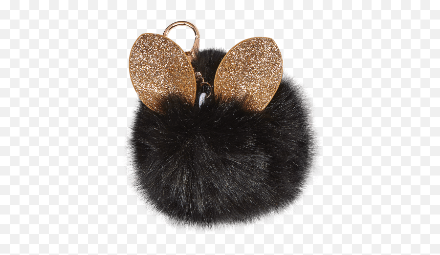 Glitter Ears Furry Pom - Pom Clip Black Pom Pom Clip Emoji,100 Emoji Gold Chain