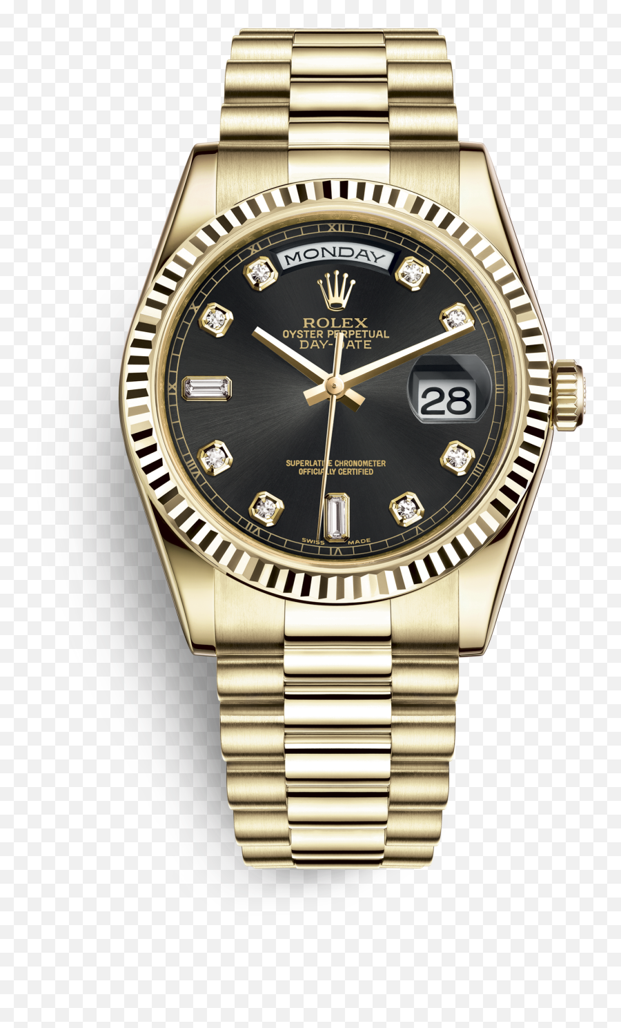Cuban Link Chains Fully Iced Out - Rolex Day Date 36 White Gold Black Dial Emoji,Cuban Emoji