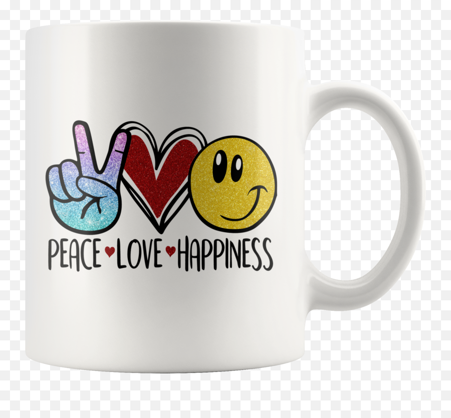Peace Love Happiness Emoji 11oz Or 15oz Coffee Mug - Peace Love Happiness Cover,Peace Emoticon Circle