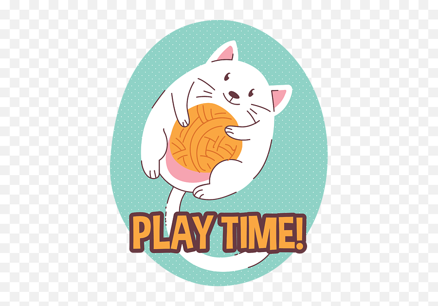 Play Time Chubby Cat Playing With String Long Sleeve T - Shirt Emoji,Cat Emoticon Play