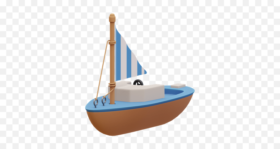 Premium Boat 3d Illustration Download In Png Obj Or Blend Emoji,Sail Boat Emoji
