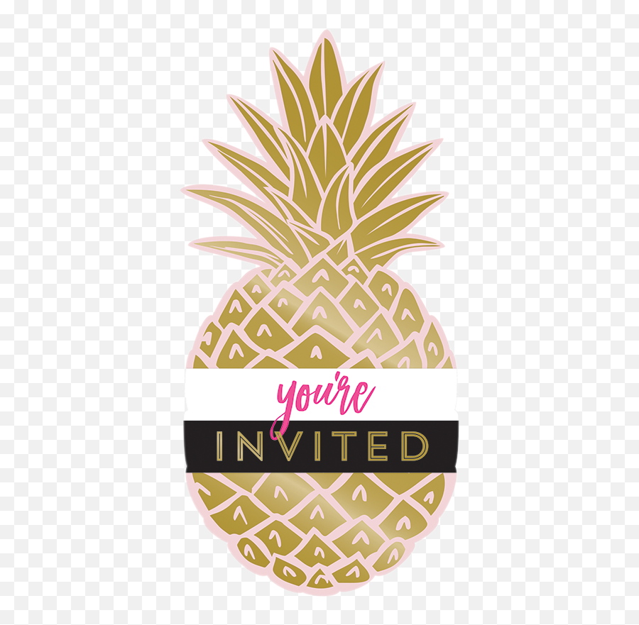 Golden Pineapple - Invitations 8 Invitation Golden Pineapple Emoji,Emoji Themed Invitations