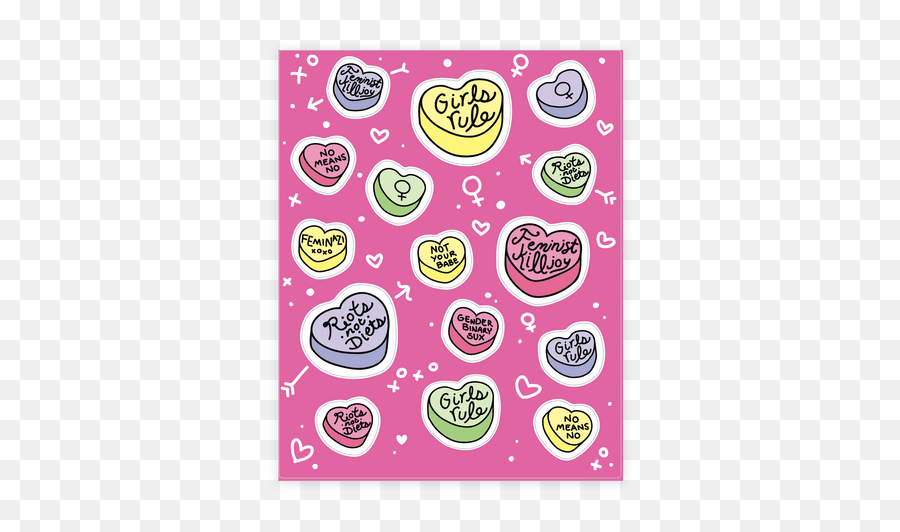 Candy Sticker And Decal Sheets Lookhuman - Feminist Conversation Hearts Emoji,Emoticon Halloween Costumes