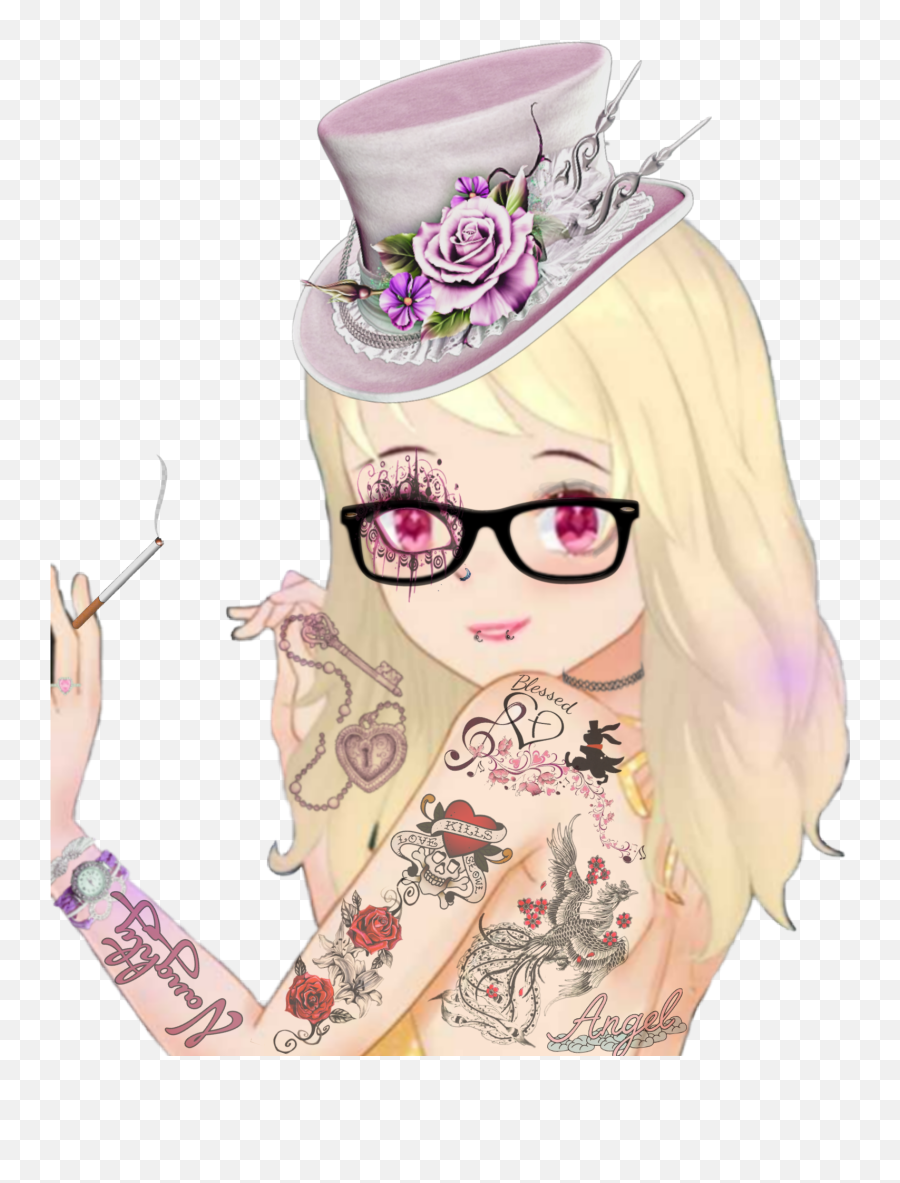 Tattoo Anime Sticker By Johannatrbsch - Costume Hat Emoji,Using Emojis Show You Tattoo