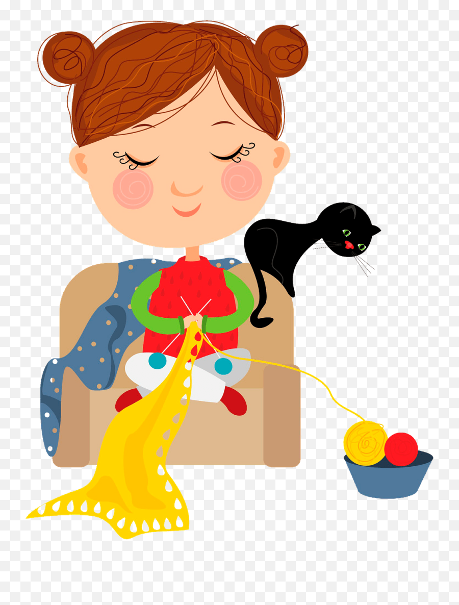 Knitting Girl Clipart Free Download Transparent Png - Girl Knitting Clipart Gif Emoji,Knitting Emoji