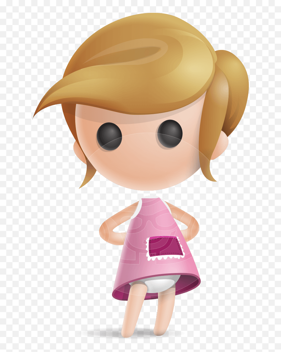 Simple Little Girl Vector 3d Cartoon - Have An Apple Cartoon Emoji,Animated Film Girls Different Emotions