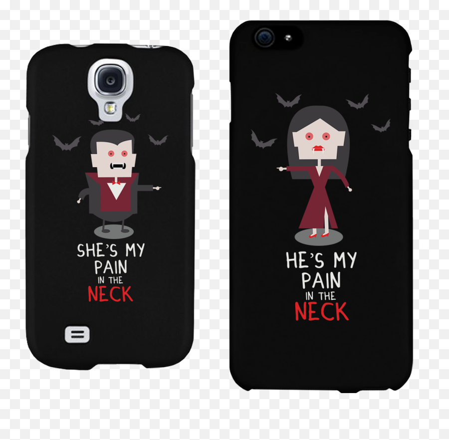 Pain In The Neck Vampires Black Matching Couple Phone Cases Halloween Gift - Cute Phone Cover Designs Emoji,Samsung S7 Emojis To Iphone 7 Emojis