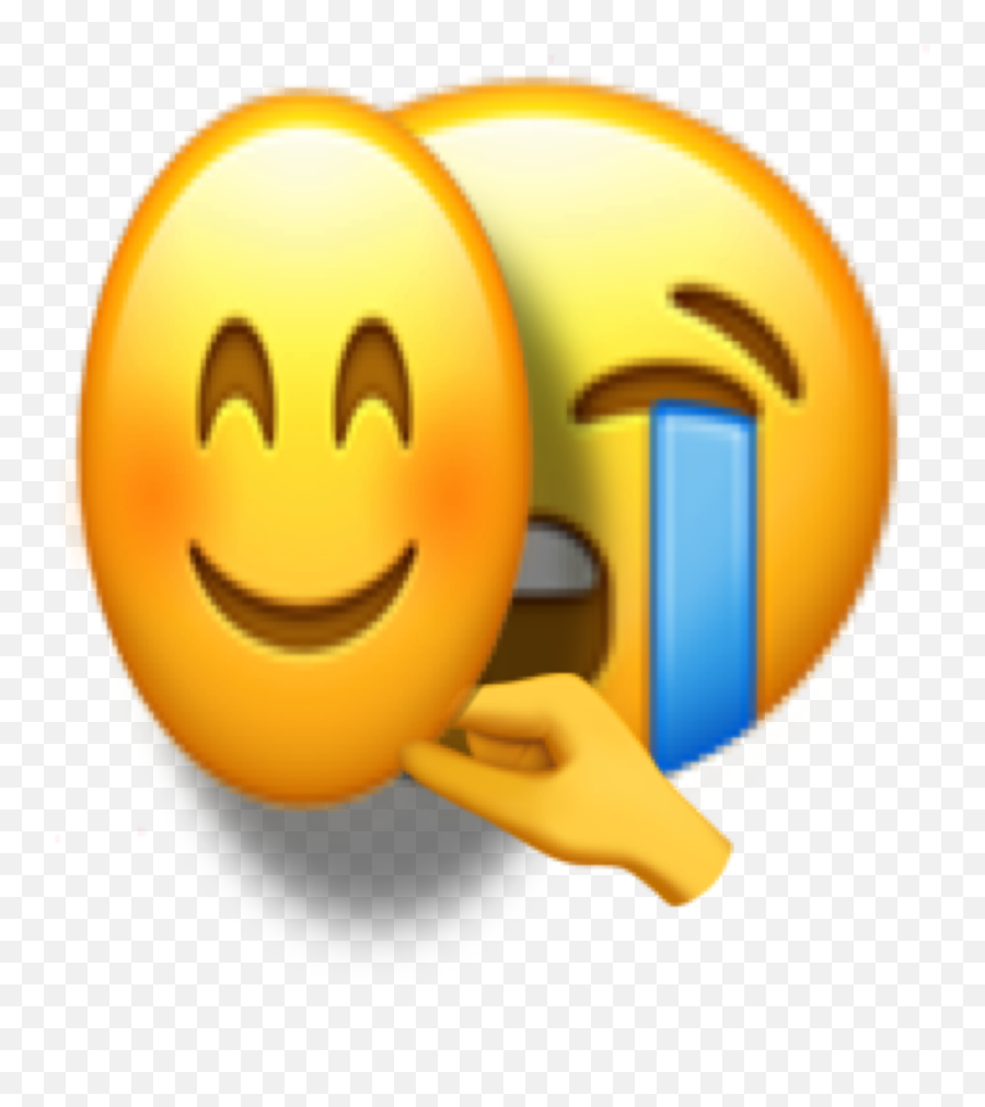 Sad Cry Mask Emoji Face Sticker - Emoji Sad Face Under Happy Mask,Sad Face Emoji