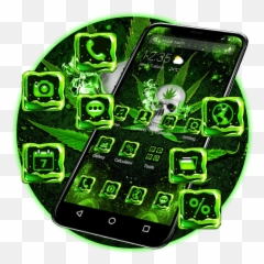 Download Neon Green Weed Skull Apus - Technology Applications Emoji,Weed Emoji Android