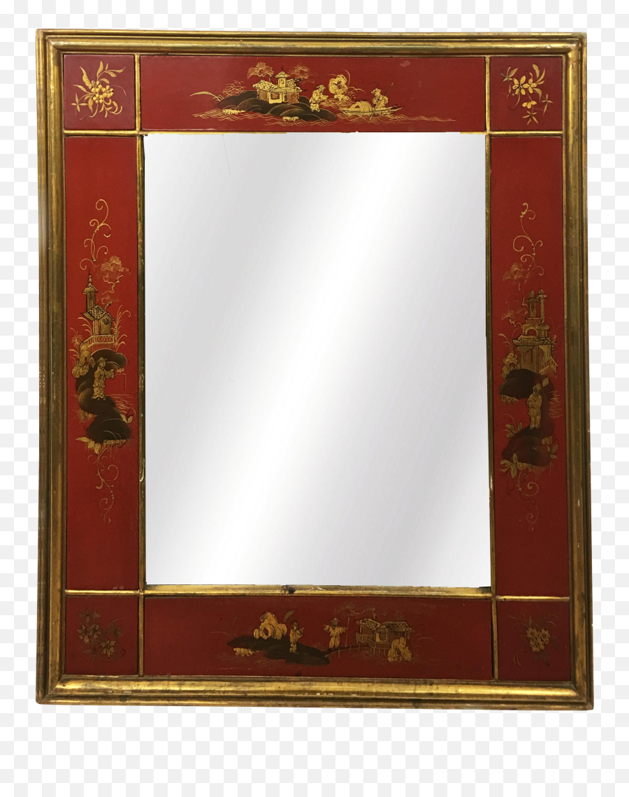 19th Century Chinoiserie Red Mirror Frame Emoji,Mirror Game Emotion