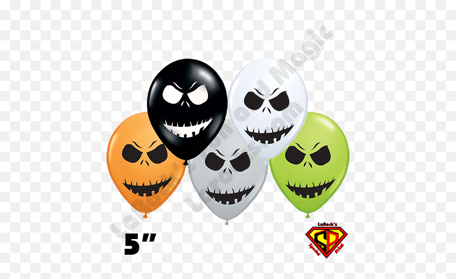 5 Inch Round Assortment Scary Face Balloon Qualatex 100ct - Scary Balloon Face Emoji,Scary Emoticon
