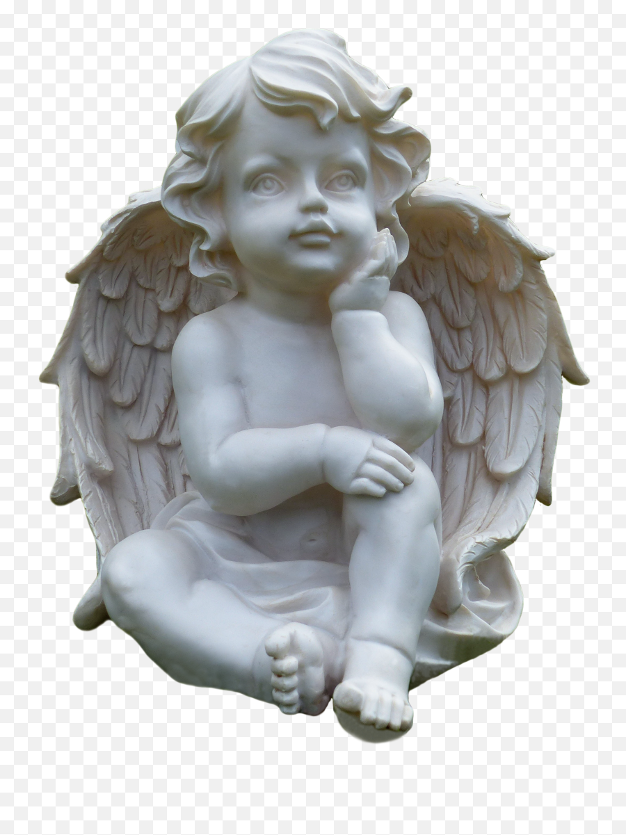 White Color Statue Of Angel Cherub - Child Angel Statue Png Emoji,Small Statues That Describe Emotions