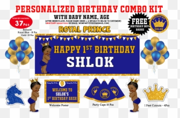 Royal Prince Personalized Theme Birthday Party Combo Kit 37pcs Emoji,Emojis Wparty Hat
