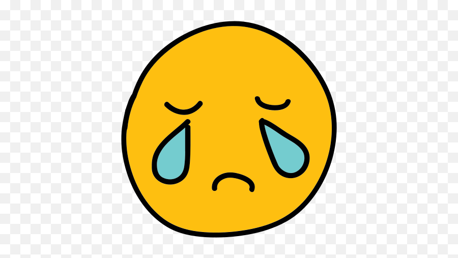 Crying Icon In Doodle Style Emoji,Crying Sad Emoji