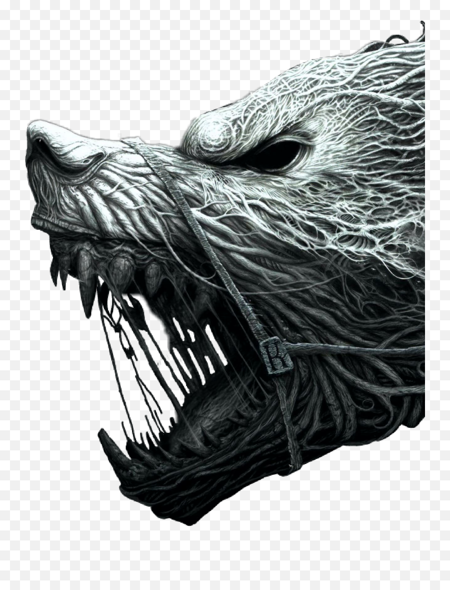 Fteblackandwhite Scary Wildanimal Sticker By Miriam - Wolf Emoji,Growl Emoji