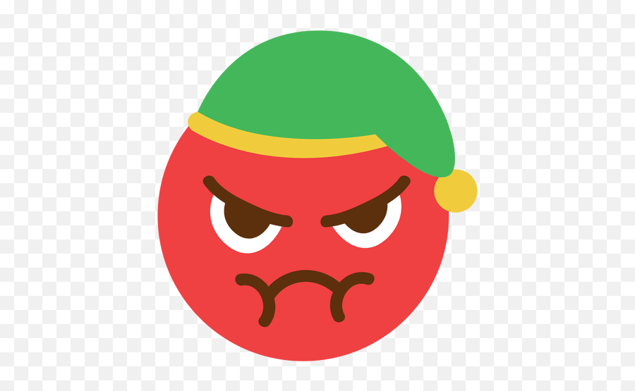 Angry Red Elf Hat Face Emoticon 5 - Transparent Png U0026 Svg Sad Face Elf Emoji,Mad Face Emoji