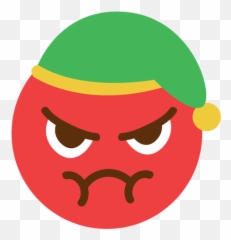 Angry Red Elf Hat Face Emoticon 5 - Transparent Png U0026 Svg Sad Face Elf Emoji,Mad Face Emoji