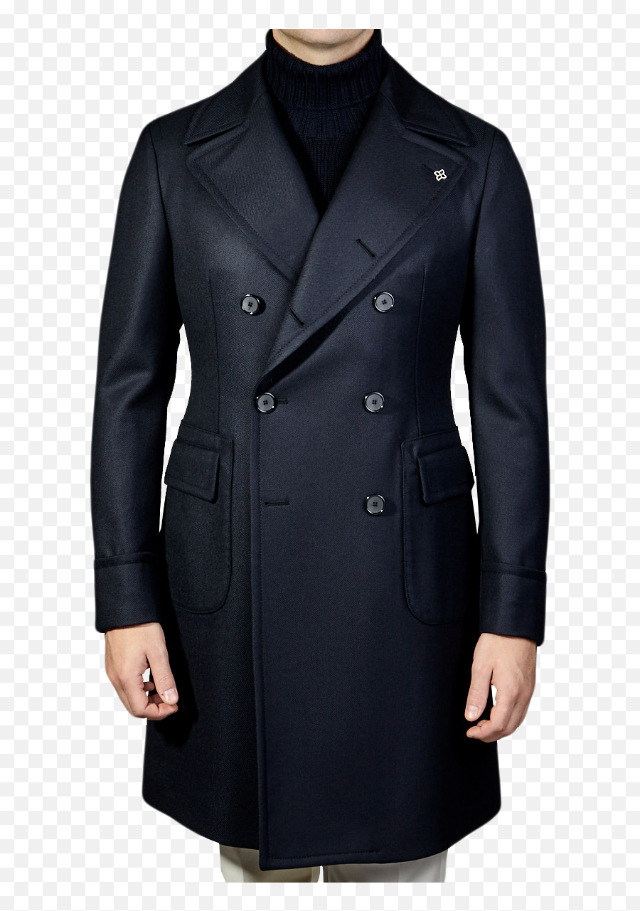 Navy Double Breasted Wool Twill Polo Emoji,Daily Emotion Coats