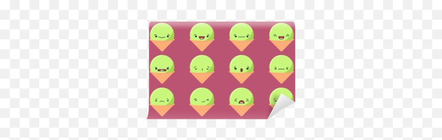 Set Of Vector Kawaii Ice Cream - Happy Emoji,Ice Cream Emoticons