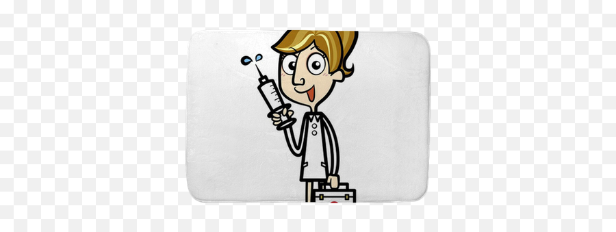 Cartoon Nurse With First Aid Kit And Syringe Bath Mat U2022 Pixers - Nurse Dog Cartoon Emoji,Sexy Rabbit Emoticon