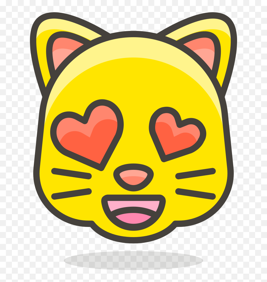 099 - Cat Heart Eyes Emoji Black And White,Cat Emoji Smiling Eyes