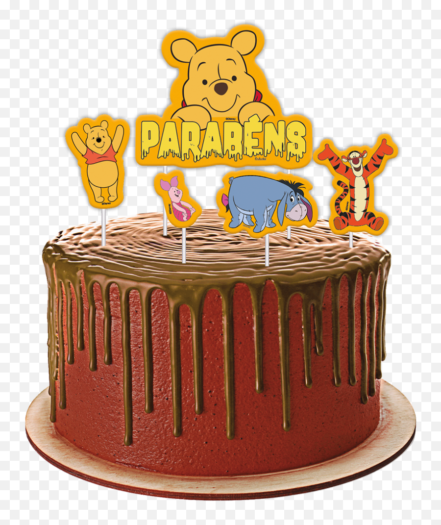 Topper Para Bolo Pooh E Sua Turma Pacote Com 4 Unid - Jf Bolo De Aniversario Tema Luluca Emoji,Emoticon Velozes