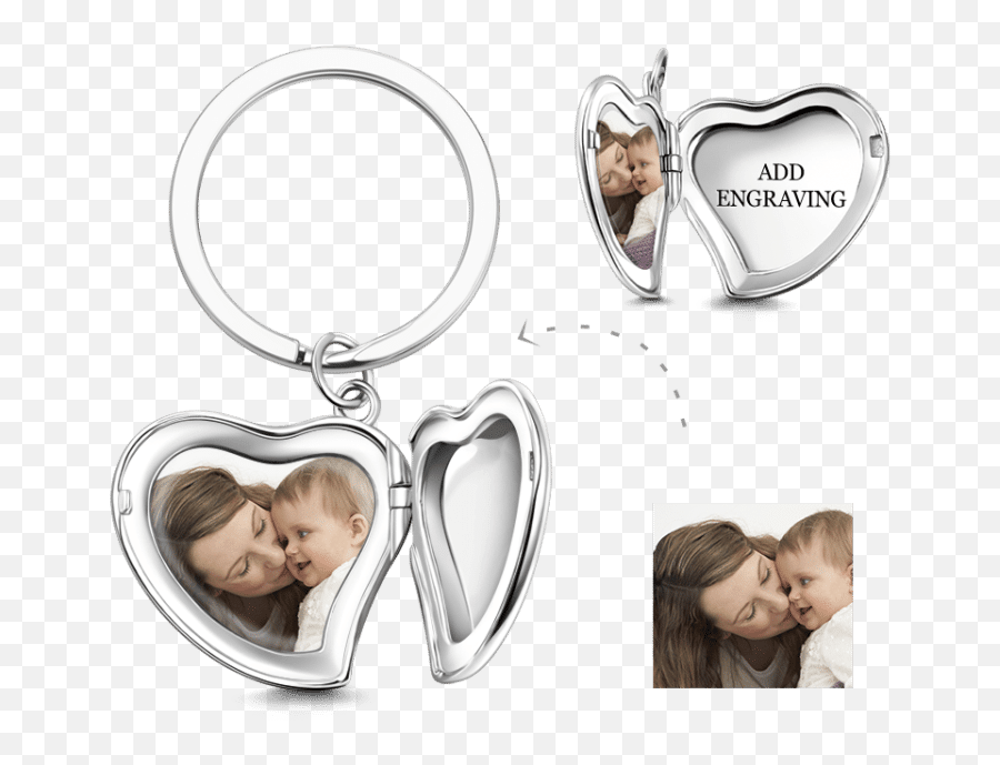 Heart Key Chain Engraved Photo Charm - Solid Emoji,Emoji Key Chain