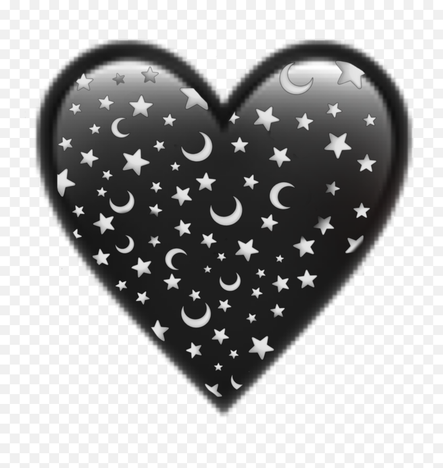 Moon Luna Heart Corazon Negro Black - Corazon Negro Emoji Png,Moon And Stars Black And White Emoji