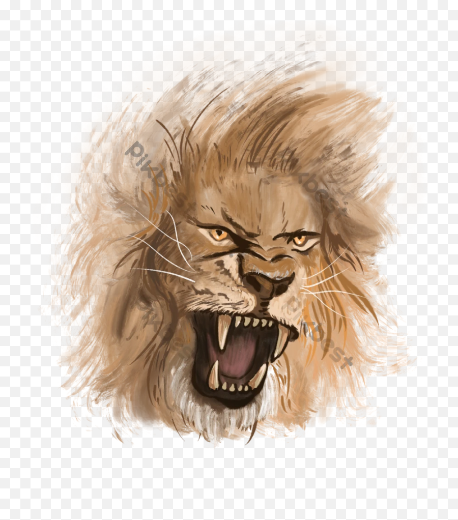 Roaring Lion Ink Painting Png Free - Leão Rugindo Png Emoji,Roar Like A Lion Emotions Book