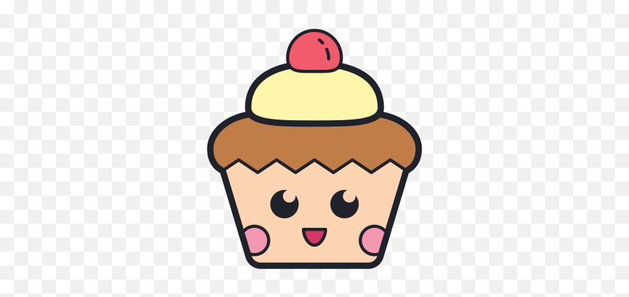 Kawaii Cupcake Icon In Color Hand Drawn Style - Desenho Cup Cake Png Emoji,Collage Emojis Kawaii