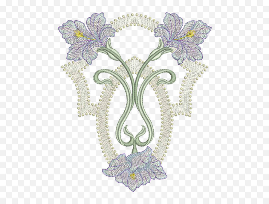 By Sue Box In 2 Sizes Classic Border - Art Nouveau Flower Transparent Emoji,Machine Embroidery Pattern Emotion