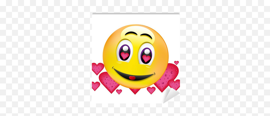 Wall Mural Smiley - Verliebt Pixersus Emoji,Emoji With Lines Over Head